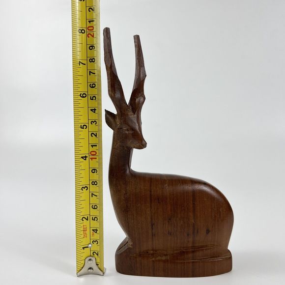 Hand Carved Wood Antelope Gazelle MCM Vtg Grace Charisma Charm Spirit Animal - Picture 9 of 10
